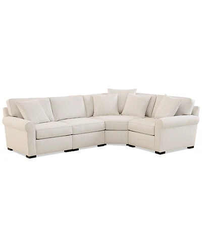 Radley Roll Arm 115" 4-Pc. Fabric L Sectional with Wedge, Exclusively at Macy's