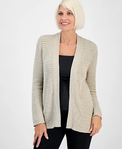 Jones New York Petite Icon Metallic-Knit Cardigan