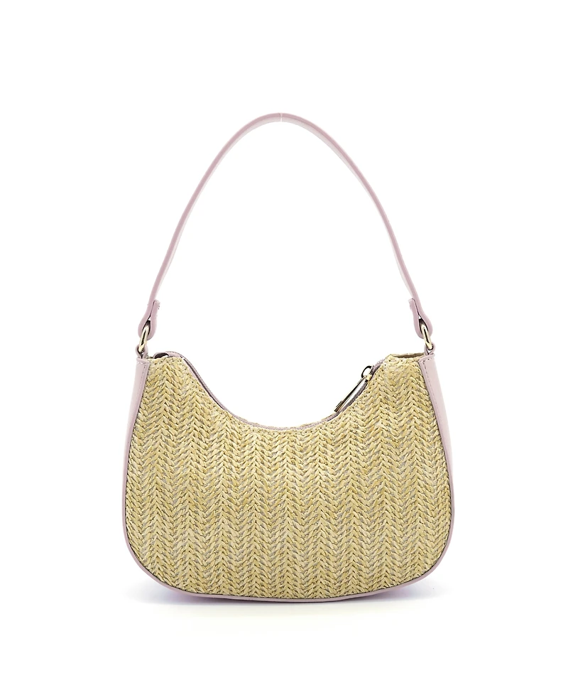 Like Dreams Nyomi Floral Straw Top Handle Shoulder Bag