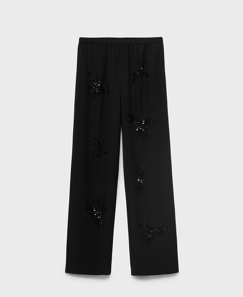 Mango Women's Rhinestone-Embroidered Pants