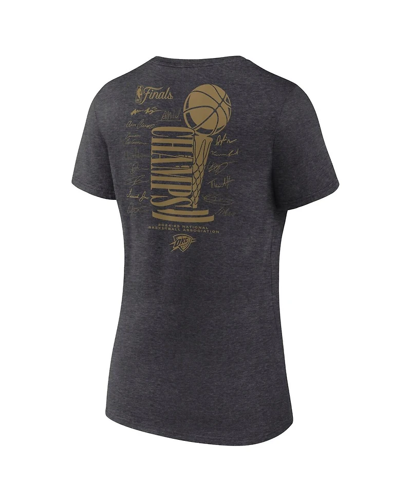 Fanatics Women's Heather Charcoal Oklahoma City Thunder 2025 Nba Finals Champions Double Dribble V-Neck T-Shirt