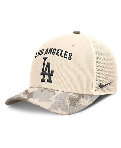 Nike Men's Natural Los Angeles Dodgers Camo Natural Pack Rise Adjustable Trucker Hat