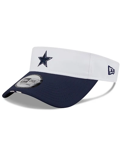 New Era Men's White/Navy Dallas Cowboys 2025 Nfl Training Camp Adjustable Visor Hat