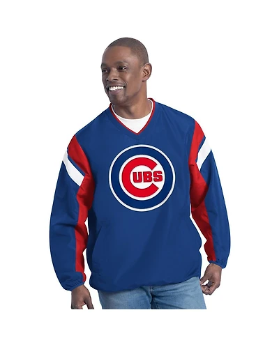 G-iii Sports by Carl Banks Men's Royal Chicago Cubs Double Coverage V-Neck Pullover Sweatshirt