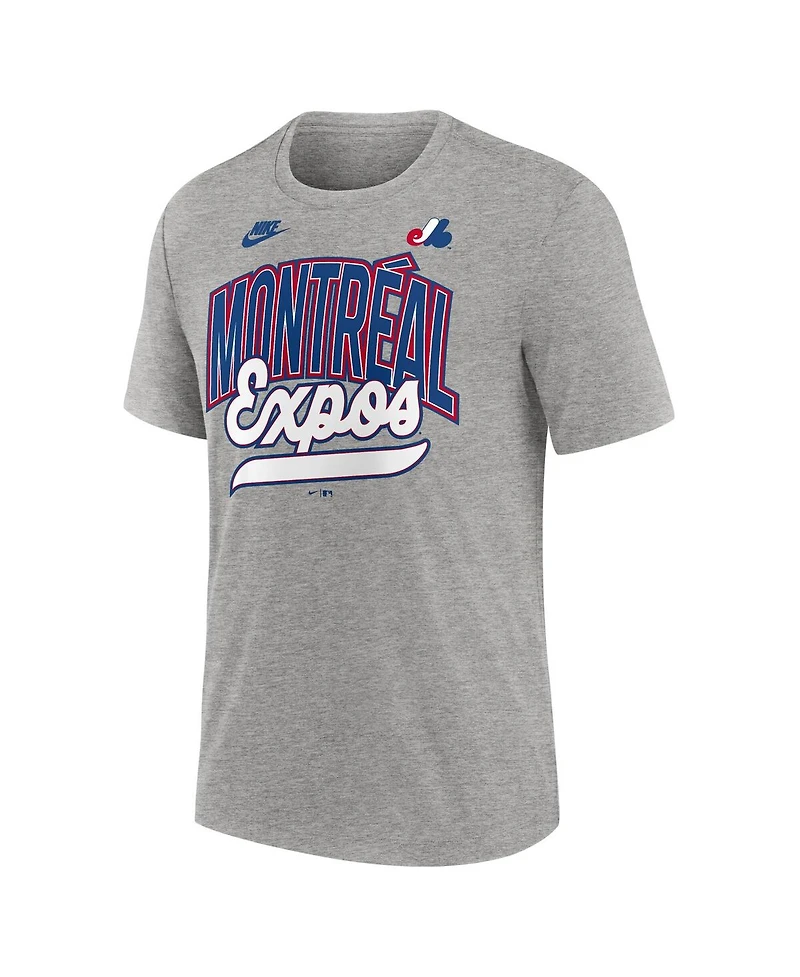 Nike Men's Heather Gray Montreal Expos Cooperstown Collection Retro Tri-Blend T-Shirt