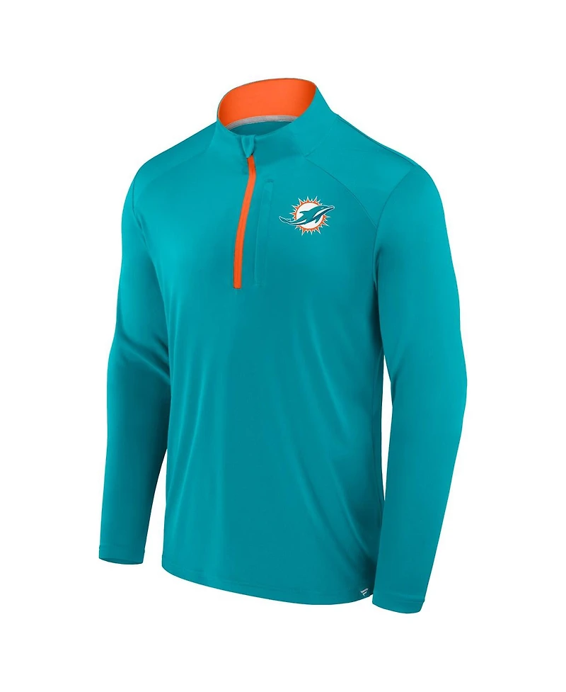 Fanatics Men's Aqua Miami Dolphins Defender Long Sleeve Quarter-Zip Jacket