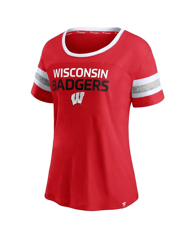 Fanatics Women's Red Wisconsin Badgers Block Party T-Shirt