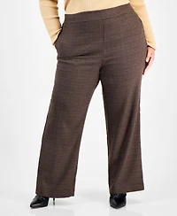 Bar Iii Trendy Plus Herringbone High Rise Wide-Leg Pants, Macy's Exclusive