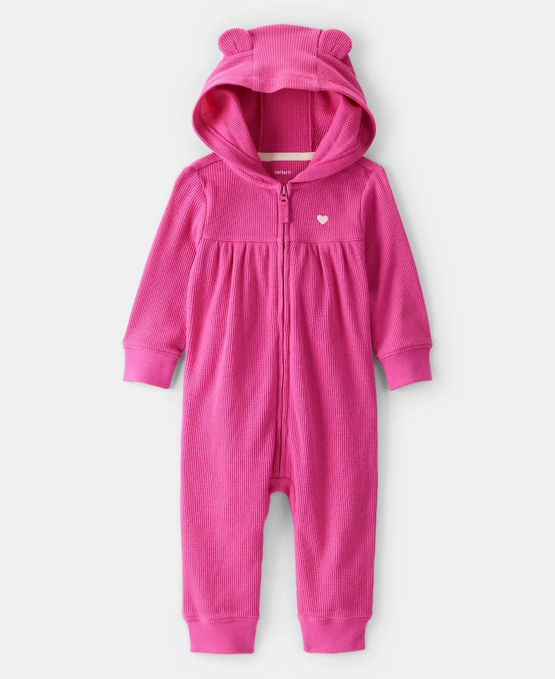 Carter's Baby Girls Hooded Heart Long-Sleeve Thermal Jumpsuit