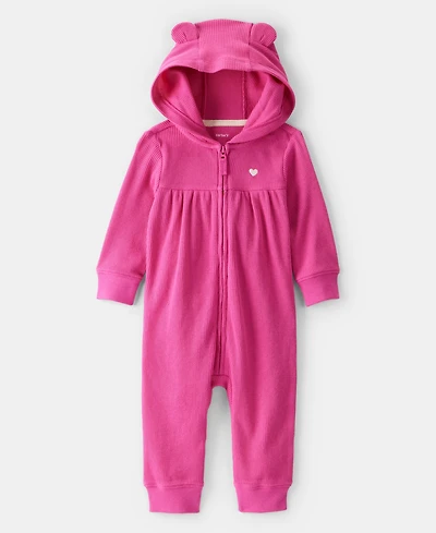 Carter's Baby Girls Hooded Heart Long-Sleeve Thermal Jumpsuit