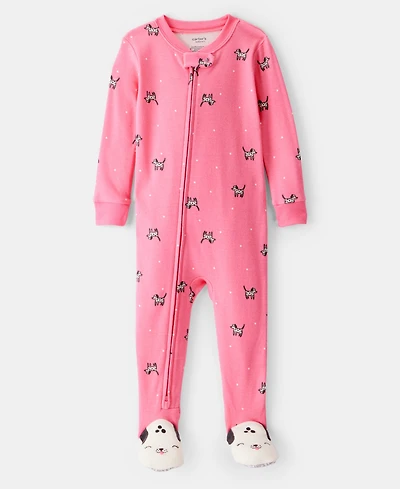 Carter's Baby Girls Dalmatian-Print 100% Cotton Long-Sleeve 2-Way-Zip 1-Piece Footed Pajamas