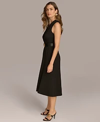 Donna Karan New York Women's V-Neck Sleeveless Midi Dress