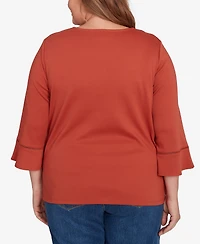 Alfred Dunner Plus Classic Tossed Floral Flutter Sleeve Top