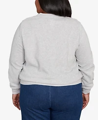 Alfred Dunner Plus Classic Embellished Neckline Anti-Pill Sweater