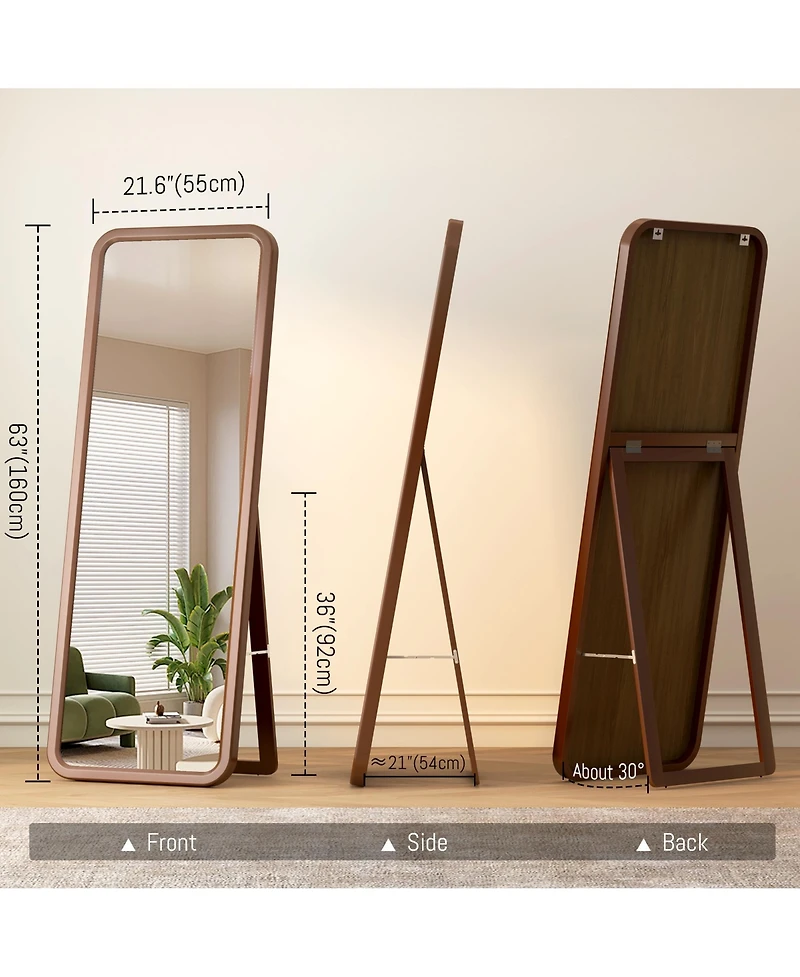 Vlsrka Full-length mirror with wooden frame for floor standing or wall mounting
