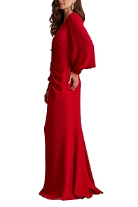 Tadashi Shoji Women's Sahana Bishop Sleeve Plunge Gown