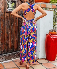 Cupshe Women's Bold Floral Self Tie Jumpsuit