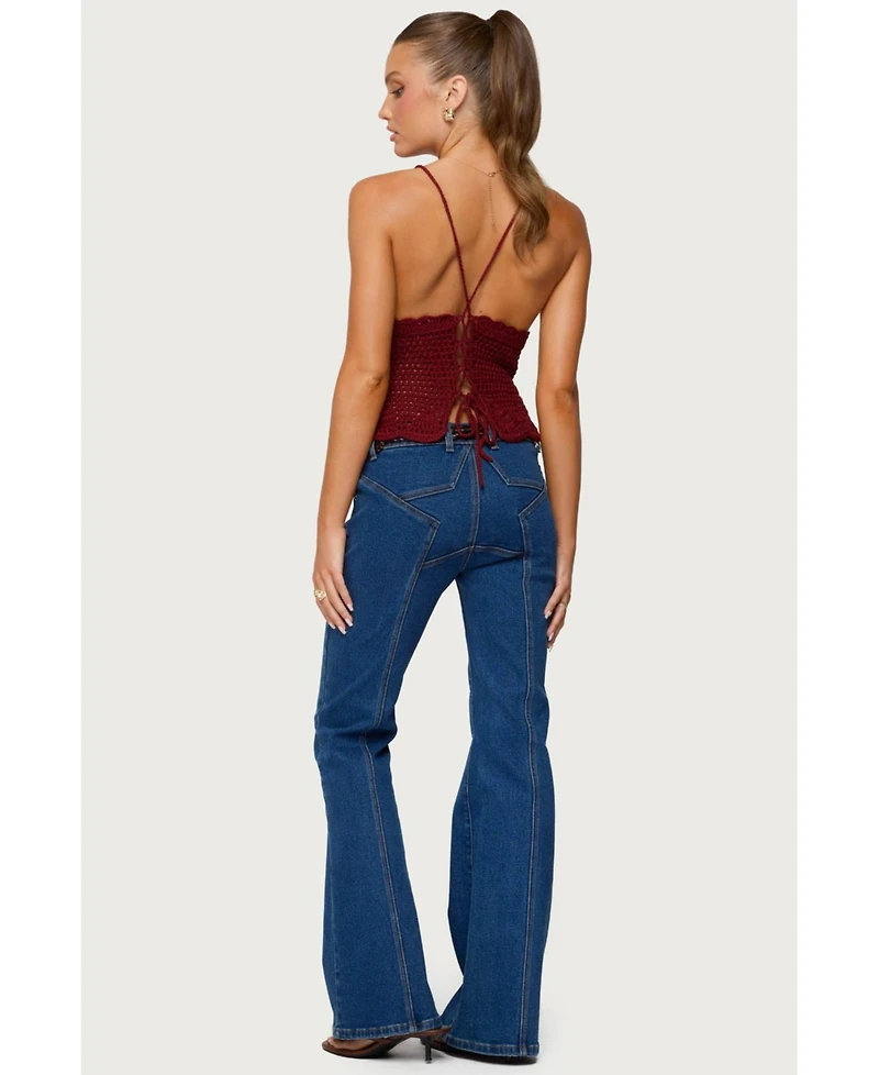 Edikted Women's Starrie Panel Stitch Low Rise Jeans