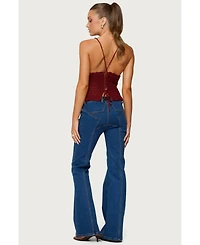 Edikted Women's Starrie Panel Stitch Low Rise Jeans