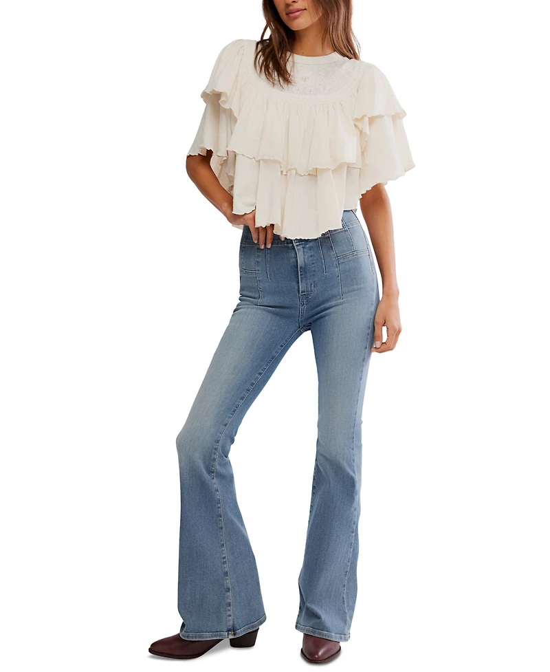 Free People Women's Rose Party Ruffled Cotton Top