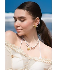 Classicharms Lila Starfish Charm Freshwater Petal Pearl Choker Necklace