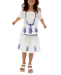 Raffya Kids Little Girls Ally Paneled Waist Embroidered Skirt
