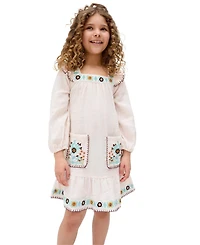 Raffya Kids Lisa Square Neck Embroidered Dress