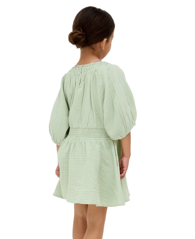 Raffya Kids Little Girls Soipoi Ruched V-Neck Dress