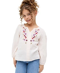 Raffya Kids Dina V-Neck Embroidered Blouse