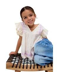 Raffya Kids Mariana Flutter Sleeve Embroidered Blouse
