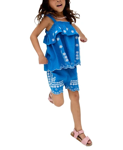 Raffya Kids Savvanah Frill Neck All Over Embroidered Co-Ord Set