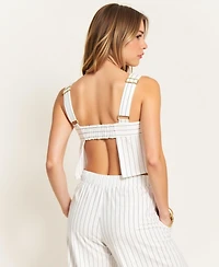 Modenaire Women's Striped Open Back Two-Piece Set