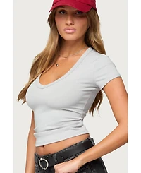 Edikted Women's Moraya V Neck T Shirt