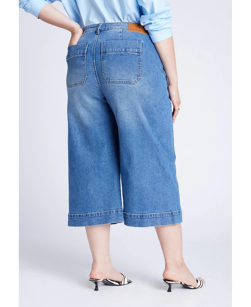 Eloquii Women's Denim Culotte