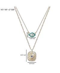 Jessica Simpson Gold-Tone Layered Evil Eye Pendant Necklace Set