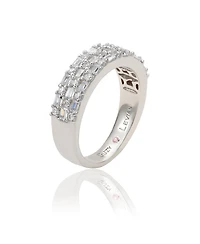Suzy Levian Rose Sterling Silver Red and White Cubic Zirconia Ring