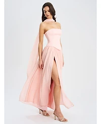 Miss Circle Women's Qianna Baby Pink Peplum Top Drop Waist Chiffon Gown