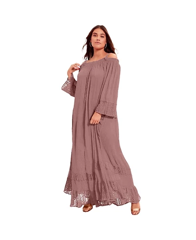June + Vie Women's Off-The-Shoulder Maxi Dress