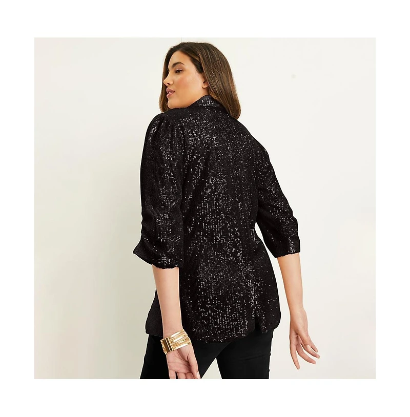 June + Vie Women's Sequin Blazer