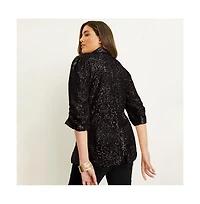 June + Vie Women's Sequin Blazer
