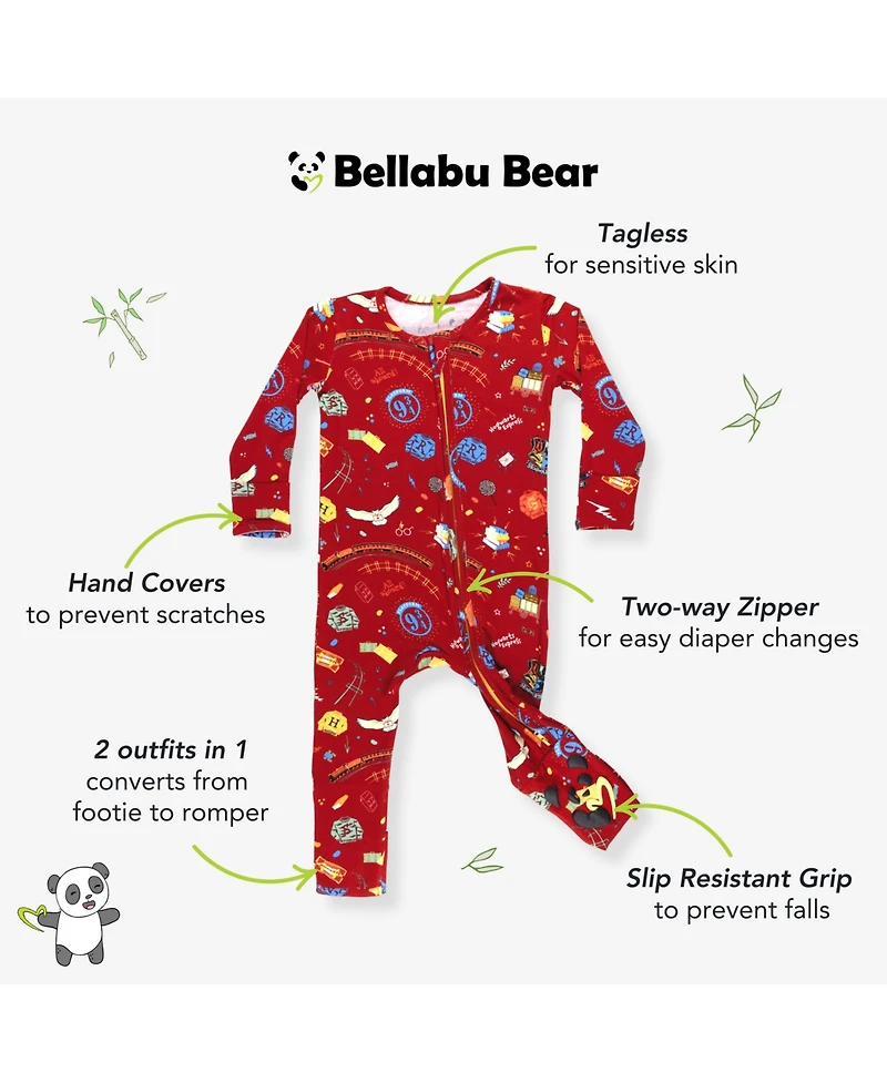 Bellabu Bear Baby Boys or Girls Hogwarts Express Convertible Footie