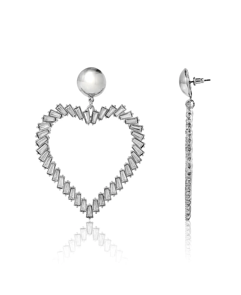 BCBGeneration Silver-Tone Heart Hoop Earrings