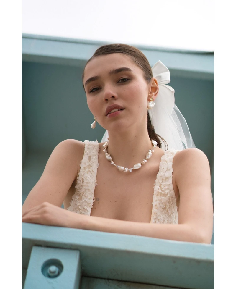 Classicharms Natasha Freshwater Petal & Baroque Pearl Beaded Necklace