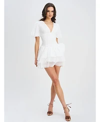 Miss Circle Women's Caitlyn Bubble Sleeve Layered Mini Corset Dress