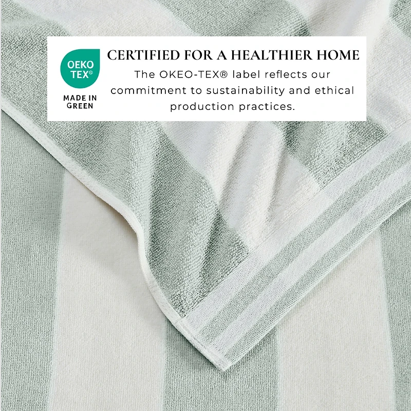 Linery & Co. 100% Cotton Velour Cabana Stripe Beach Towel, 4 Pack - 30" x 60"