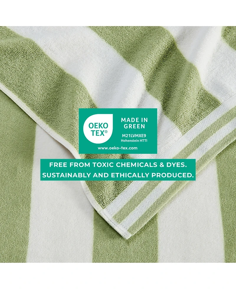 Linery & Co. 100% Cotton Velour Cabana Stripe Beach Towel, 4 Pack - 30" x 60"