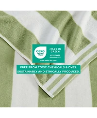 Linery & Co. 100% Cotton Velour Cabana Stripe Beach Towel, 4 Pack - 30" x 60"
