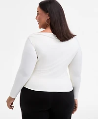 Bar Iii Trendy Plus Boat-Neck Asymmetrical Hem Top, Macy's Exclusive