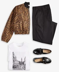 On 34th Womens Printed Bomber Jacket Graphic T Shirt Utility Barrel Leg Pants Kasandra Bow Loafers Macys Exclusive