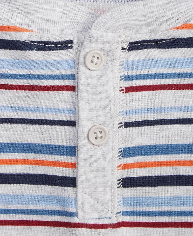 First Impressions Baby Boys Long-Sleeve Striped Henley T-Shirt, Exclusively at Macy's